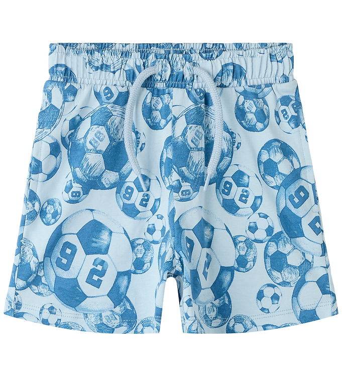 Name It Shorts - NmmHotboll - Dämpad Blue m. Fotbollar - Name It - 4 år (104) - Shorts
