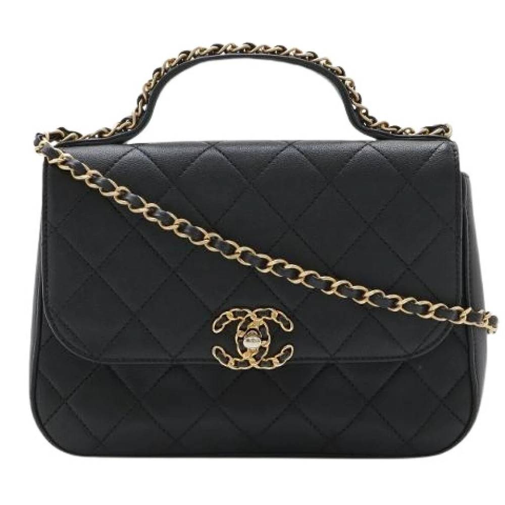 Chanel Vintage Pre-owned 19 Læder 2-vejs Top Handle Skuldertaske - Vintage - Dame - Sort - ONE SIZE - Uld