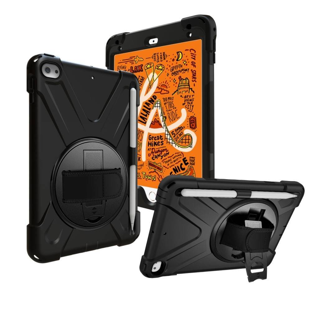 iPad mini 5 (2019) / Mini 4 - X-SHAPE Hybrid skal med handrem - Svart