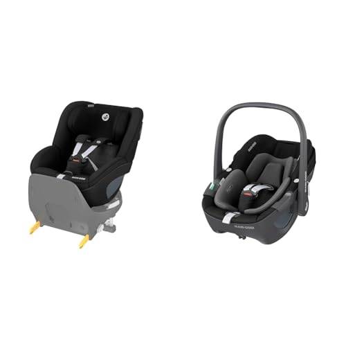 Maxi-Cosi Pearl 360 i-Size Babyskydd, 360 Roterande Bilbarnstol, (61-105 cm), Authentic Black & Maxi-Cosi Pebble 360 i-Size Babyskydd, 360 Roterande Bilbarnstol Nyfödda, (40–83 cm), Essential Black