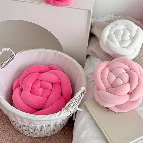 Ryggkudde Nordisk Stil Rosblomsform Mjuk Bekväm Kudde Hem Vardagsrum Sovrum Kontor Inredning rosa röd färg