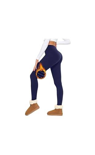 Termoleggings dam termoleggings vinterfodrade leggings termobyxor, blå, XXL | Kvinnors sportleggings termiska leggings termiska leggings sportleggings för gym yoga och träning