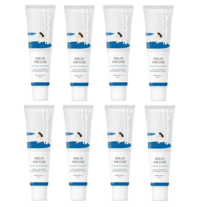 ROUND LAB Birch Juice Moisturizing Sun Cream SPF50+ PA++++ - 50ml (8szt.) Set - black