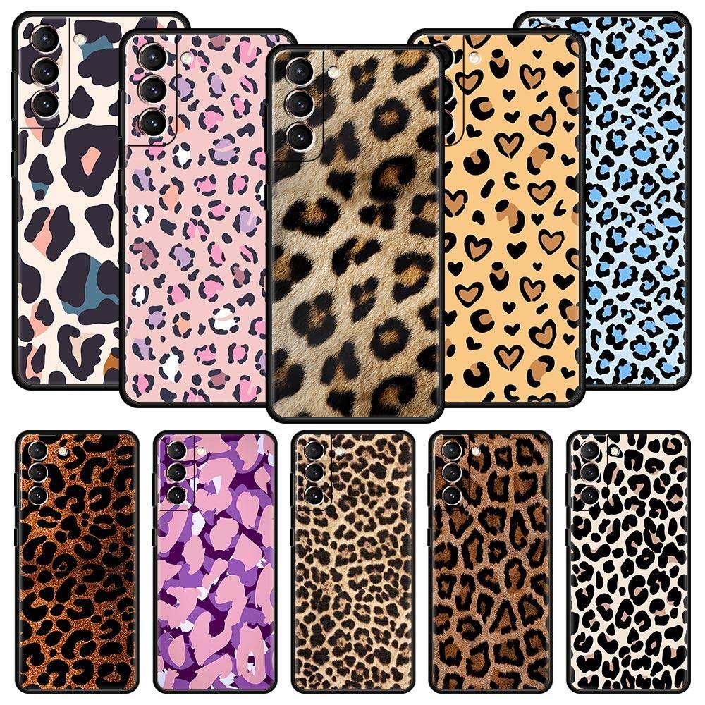 Sexigt Trendigt Leopartmönster Mjukt Telefonfodral För Samsung Galaxy S25 Edge S24 Plus S23 FE S22 S21 S20 Ultra 5G S10 Skyddande Cover beige