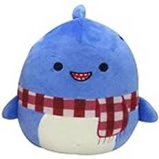 Squishmallow officiell samlarobjekt Kellytoy havsliv djur trupp squishy mjuk havsfisk (Rey Shark (med halsduk), 20 cm)