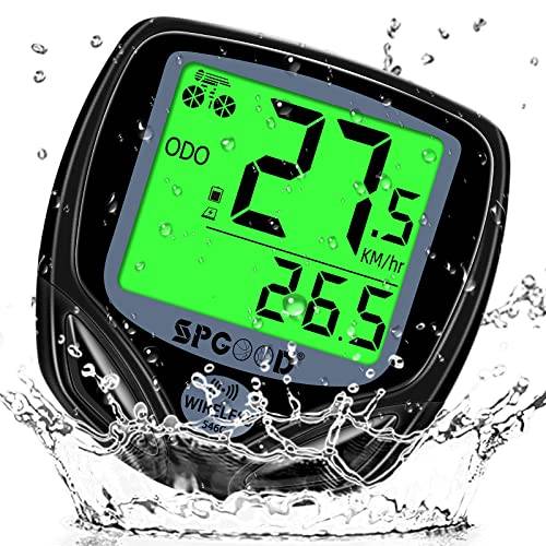 SPGOOD Fahrradcomputer Kabellos,19 Funktionen IP54 wasserdicht,Schwarz