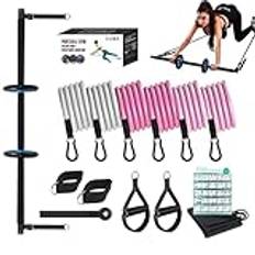 Pilates Kit för hemmaträning, Pilates Bar Kit - Träningsstång med motståndsband | Bärbar Home Gym Pilates Bar Kit Fitnessutrustning för helkroppsträning kvinnor