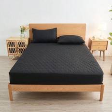 1pc Waterproof Fitted Sheet, Bedding, Fitted Sheet, Mattress Cover, Mattress Protector, Soft And Comfortable Bedding For Bedroom, Solid Color Waterpro - Black - Multi-size
