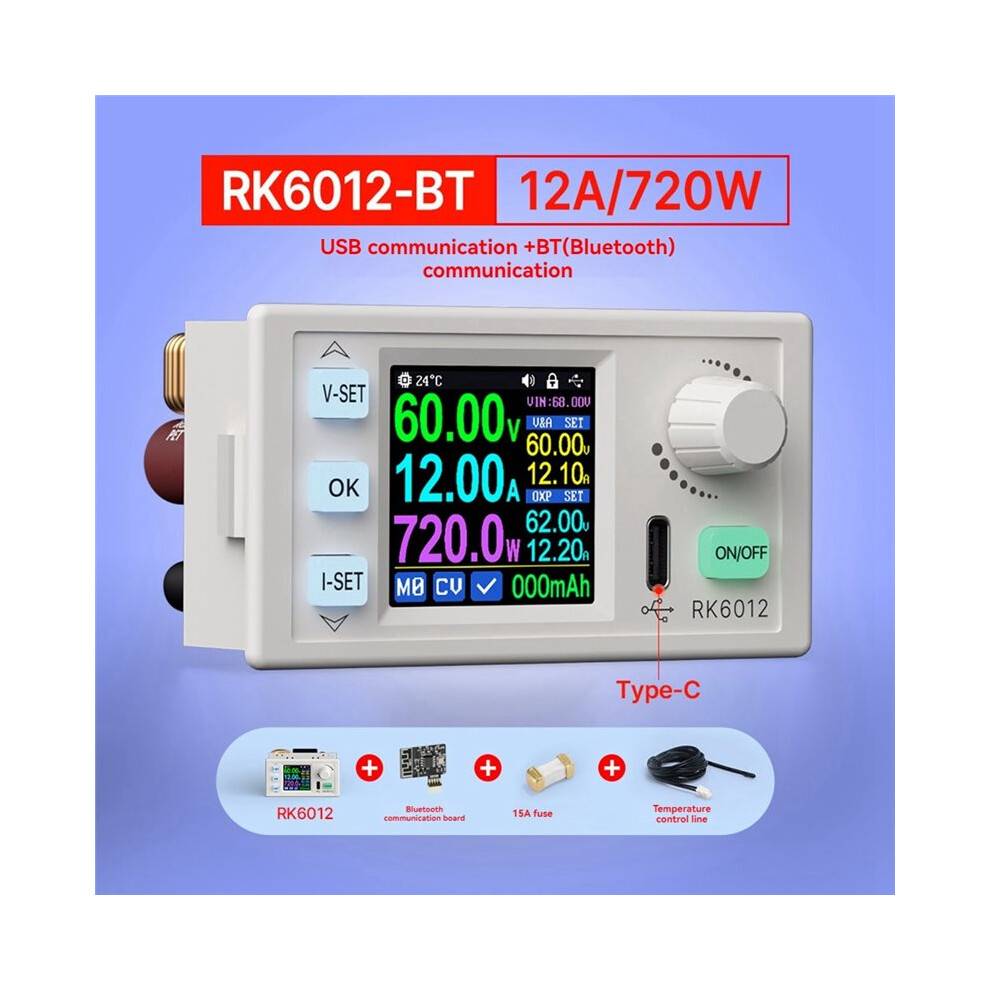 RK6012BT 60V 12A Step-Down - Voltage Transformer Model Converter Power Supply Module Adjustable Output Tester