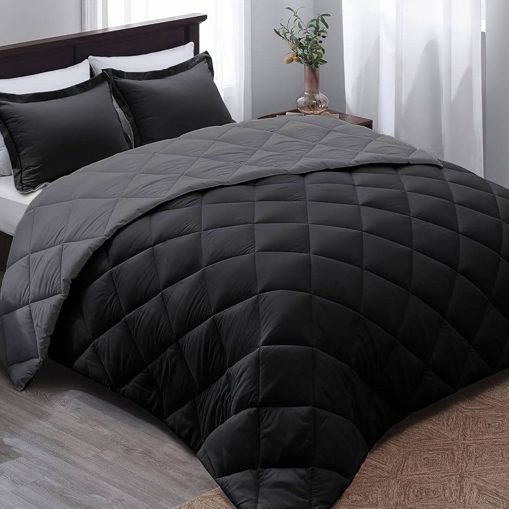 MångsidigKomfort - Vändbar Täcke för Alla Säsonger - Svart Grå / 150cm*200cm