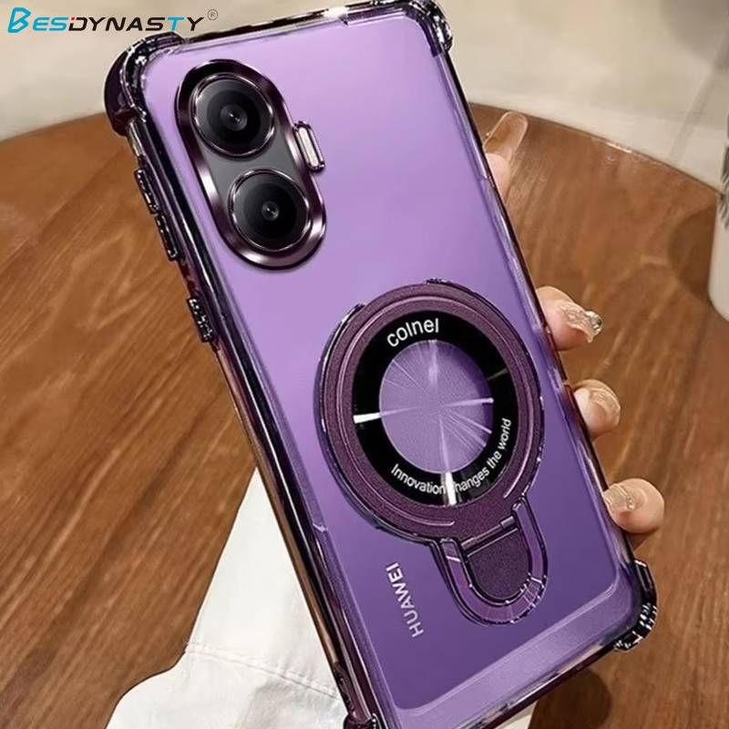Airbag Electroplating Holder Stand Case For Xiaomi POCO X8 M8 X7 M7 F7 F6 X6 M6 F5 PRO Luxury Transparent Shockproof Soft Cover