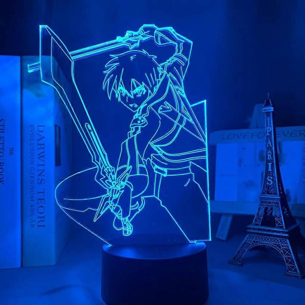 CLYARTPS3d Led Nattlampa Anime Sword Art Online Kirito Figur för sovrumsinredning Nattljus Födelsedag
