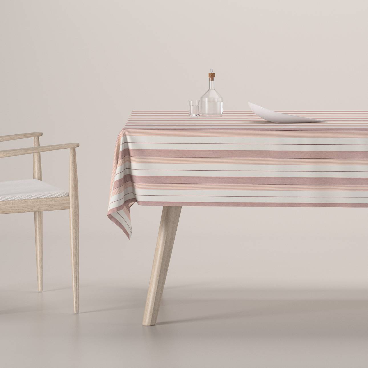 Rektangulære borddug, Naturhvid, rød og laks, Vibes