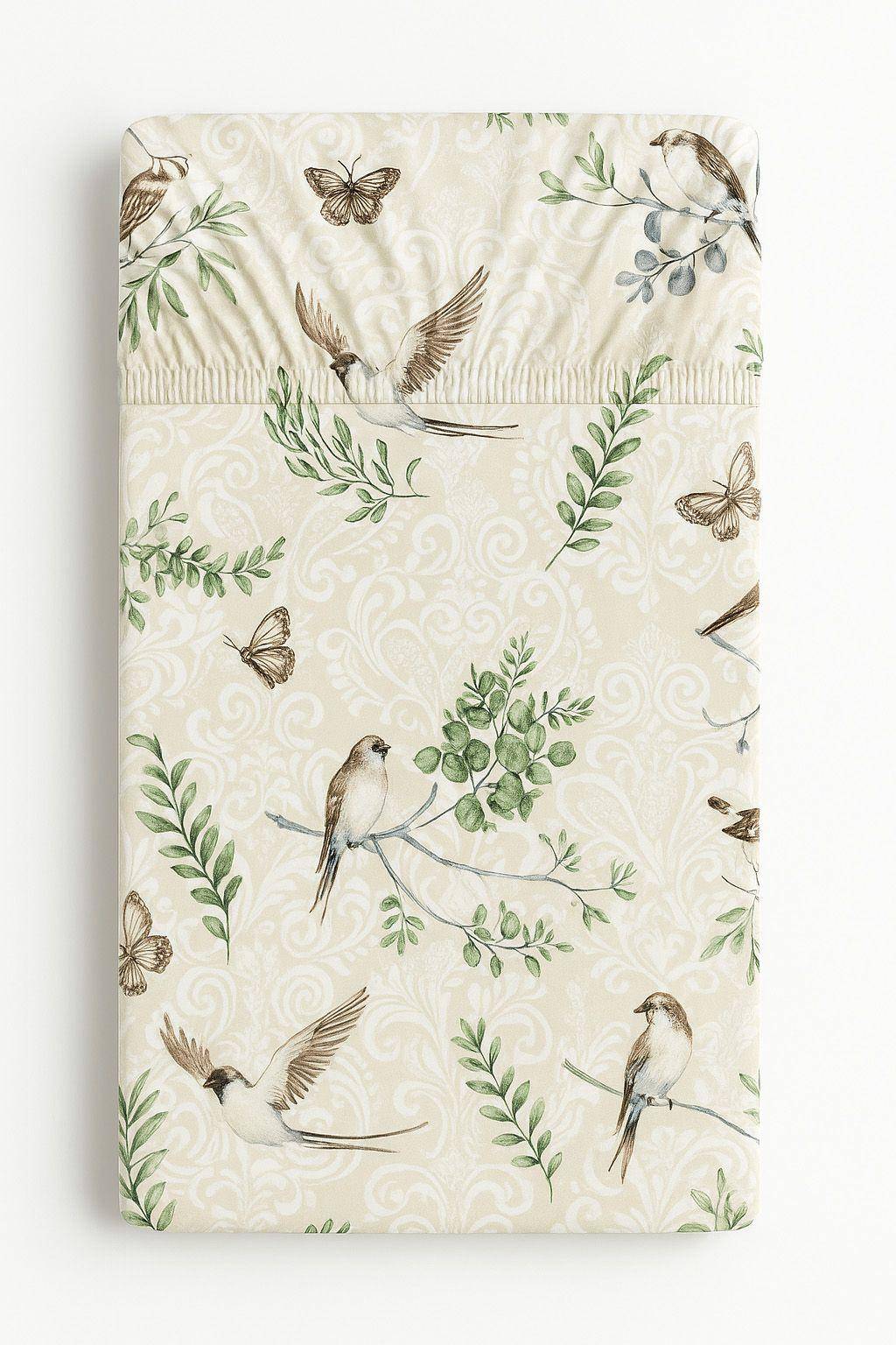 Cotton fitted sheet for a crib 120x60 cm - brown birds