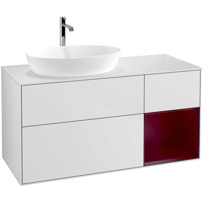Tvättställsskåp Villeroy & Boch Finion med 3 Lådor Hylla och Bänkskiva för Ocentrerat Tvättställ från Artis & Collaro