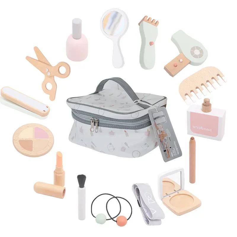 Wooden Pretend Play Children Facial Mask Makeup Set Imitation Beauty Fashion Toy Cosmetics Set Educational Toys for Girls Gift