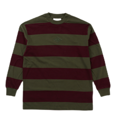 Boxy Tee Long Sleeve Burgundy Stripe - L