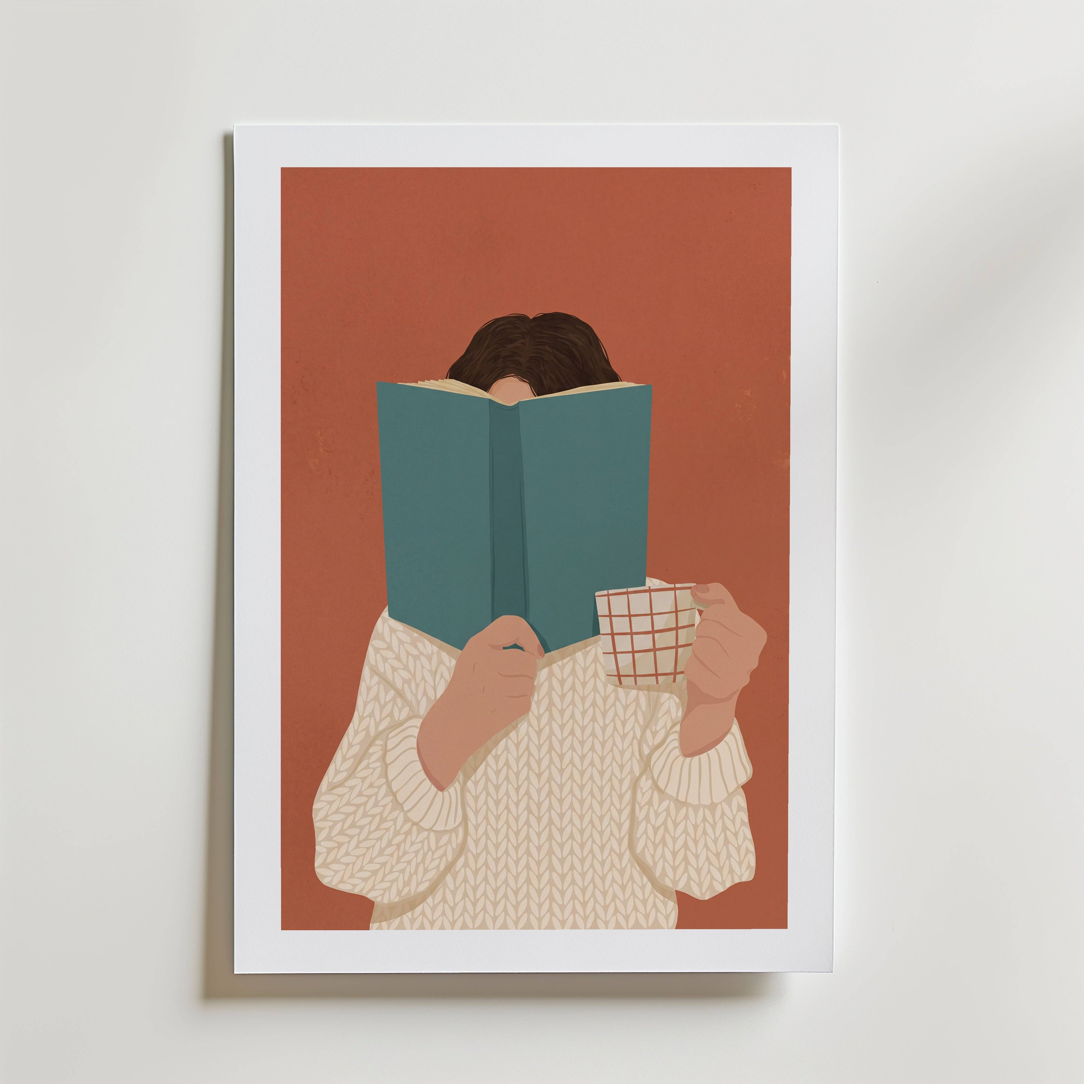 Reading Time Poster - Premium Canvas 100x140 cm Med passepartout