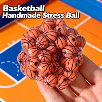 Sportig mini-basketboll druvformad squishy-leksak, klar TPU pop-pärla stressboll att klämma, handgjord klusterpärla sensorisk fidgetleksak för pojkar - Kaki (Basketboll handboll,Minidumpling (slumpmässig stil))