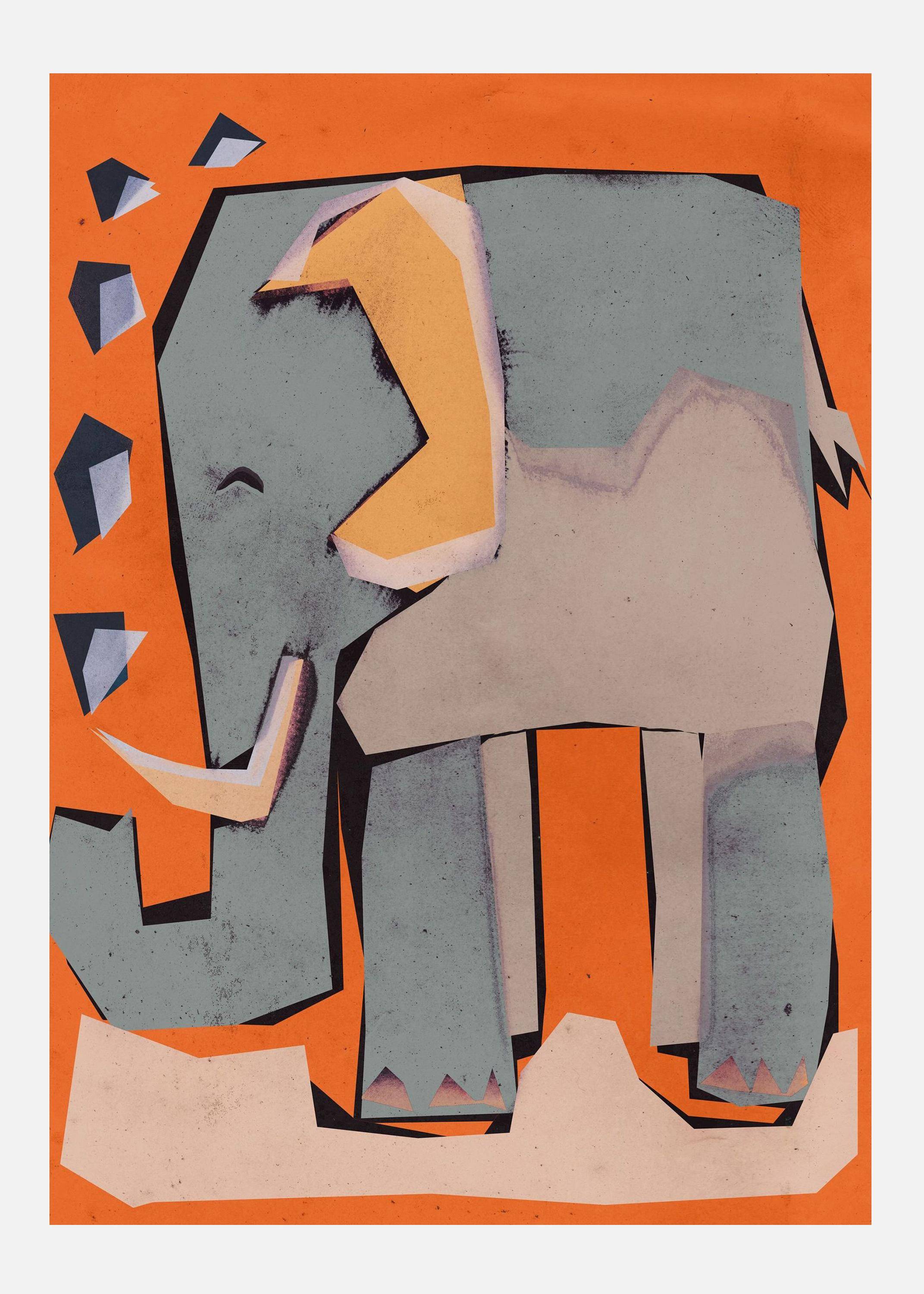 Happy Elephant Canvastavla (50x70 cm)
