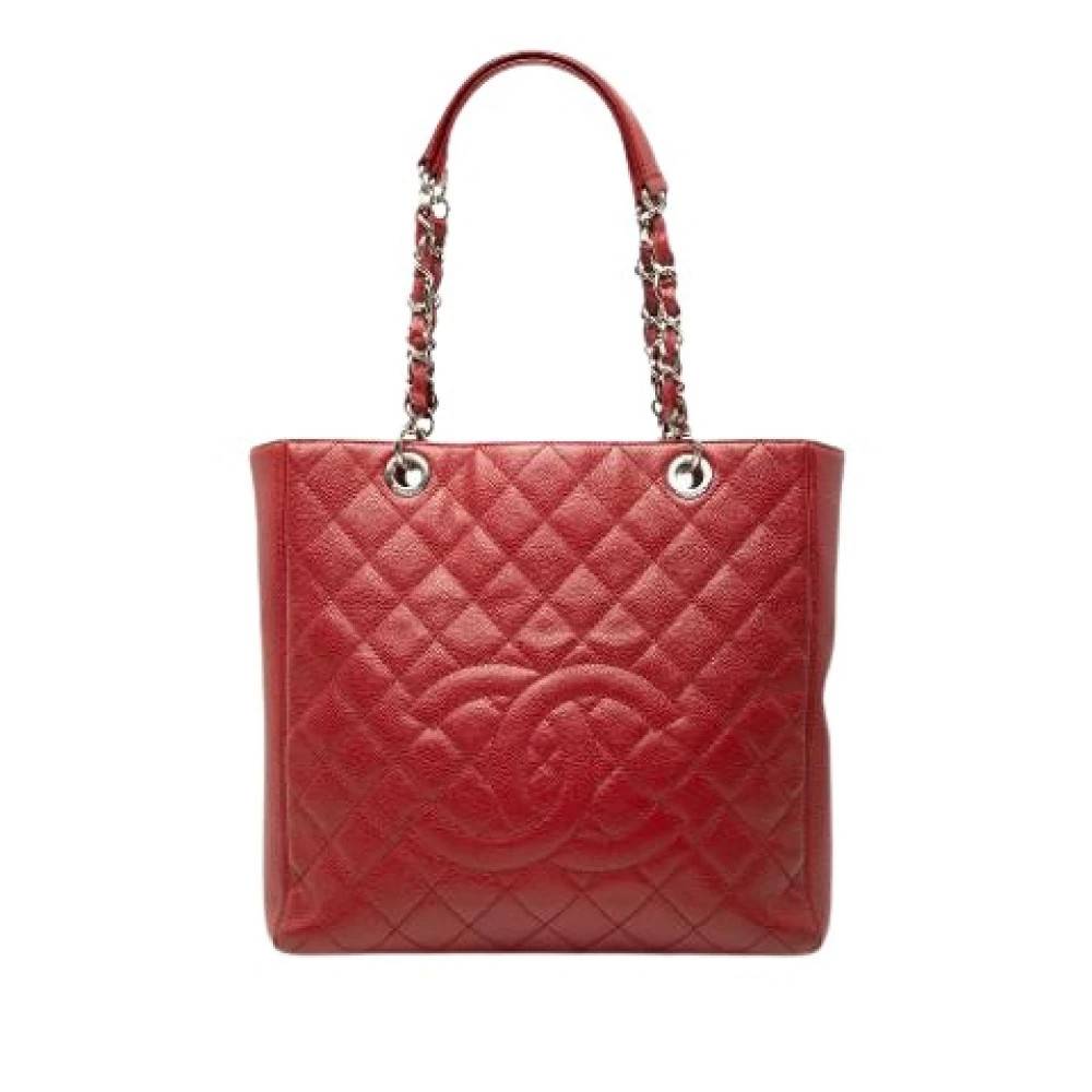 Chanel Vintage Pre-owned Vertical Grand Shopping Tote - Vintage - Dame - Rød - ONE SIZE - Uld