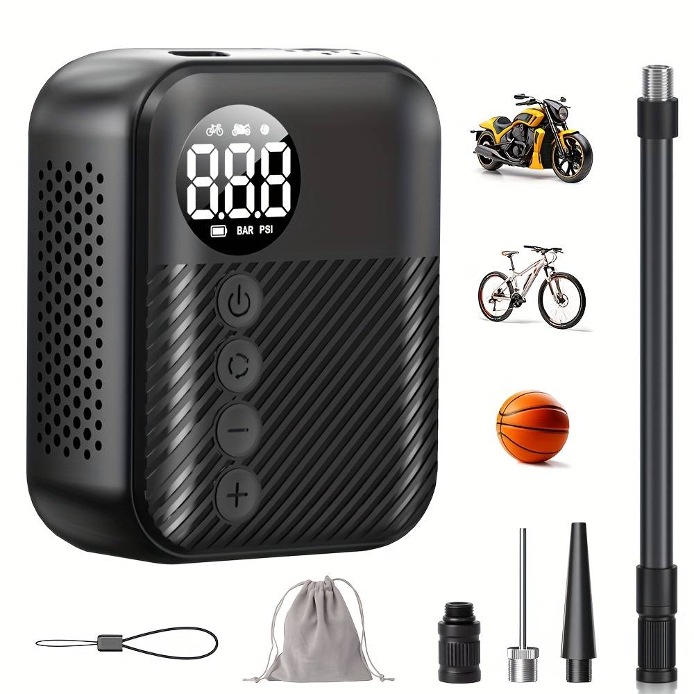 TEMU Carsun Cordless Tire Inflator Portable Air Compressor Bicycles Tire Pump With Battery 150psi Portable Air Pump For Motorcycles Tires Suitable For Ball Motorcycles Bicycles