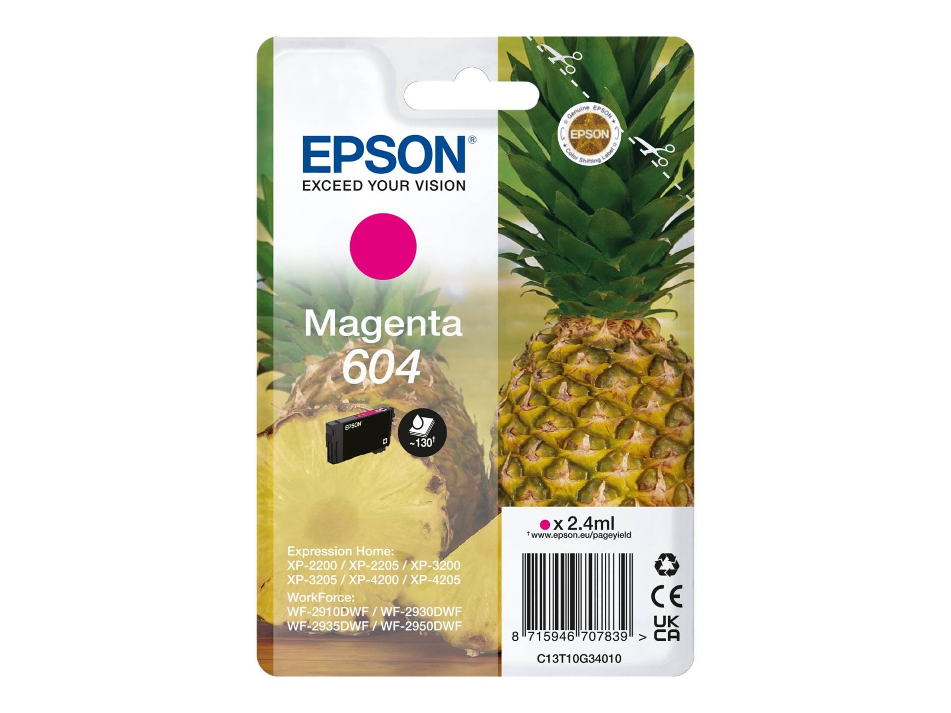 Epson 604 - 2.4 ml - magenta - original - blister med RF-larm/akustiskt larm - bläckpatron - för Expression Home XP-2200, 2205, 3200, 3205, 4200, 4205, WorkForce WF-2910, 2930, 2935, 2950