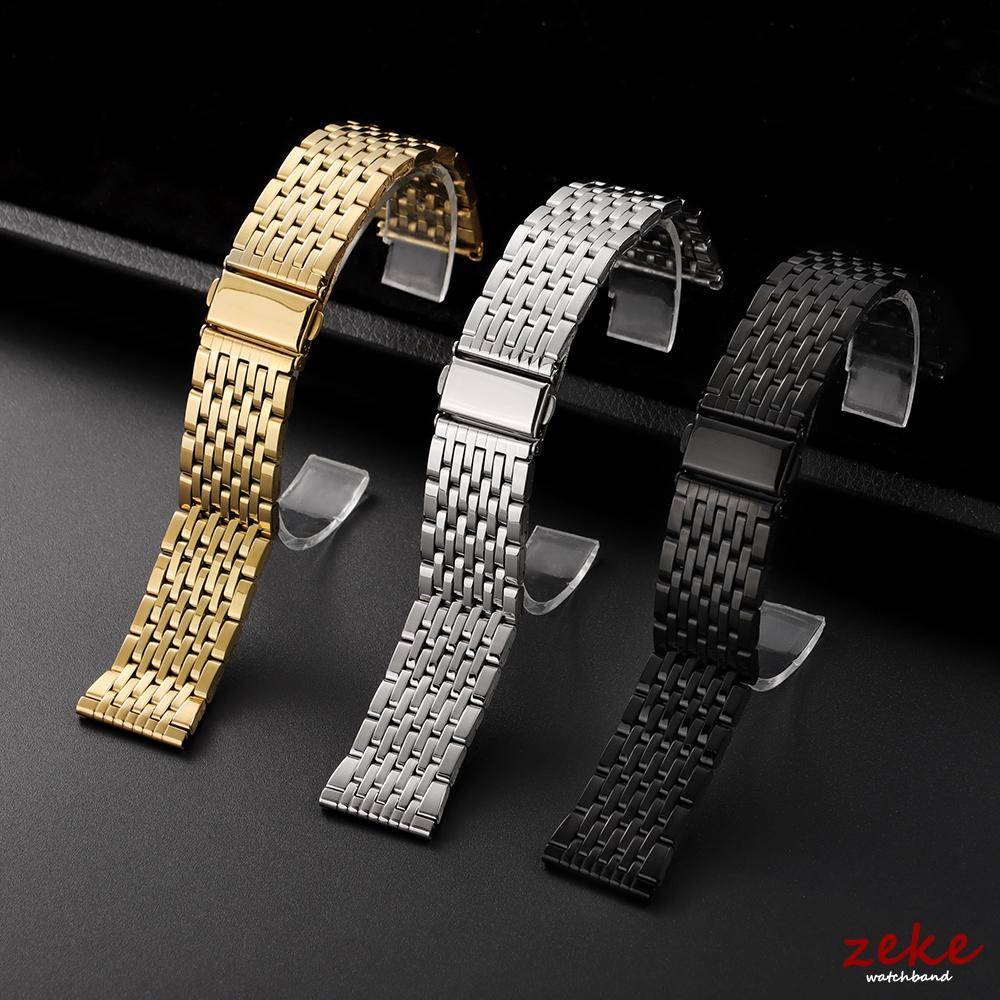 Armband för rostfritt stålklocka med vikbart spänne 18mm 20mm 22mm Klockarmband för Omega Svart Guld Silver Universellt Band för Män Kvinnor gyllene