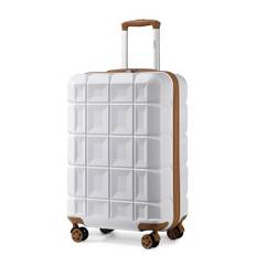 KONO Handgepäck Koffer Trolley Handgepäck 54cm Zwillingsrollen ABS Hartschalenkoffer Reisekoffer mit TSA Schloss 4 Rollen, 54x34x22cm (Koffer Handgepäck, Weiß)