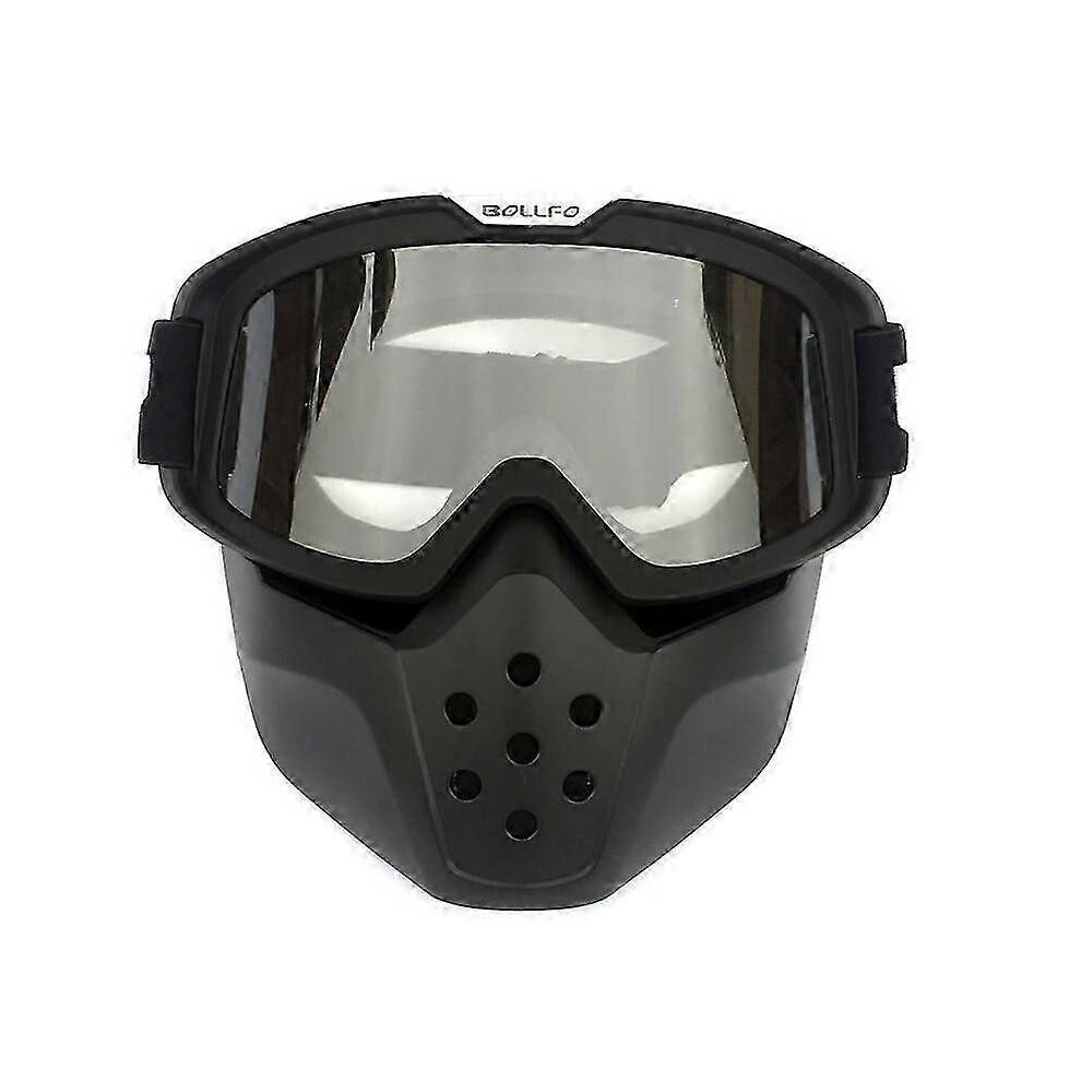 (Black transparent) NEW Motorcycle Detachable Modular Mask Goggles And Mouth Filter For Motorcycle Shark Helmet Motorcycle