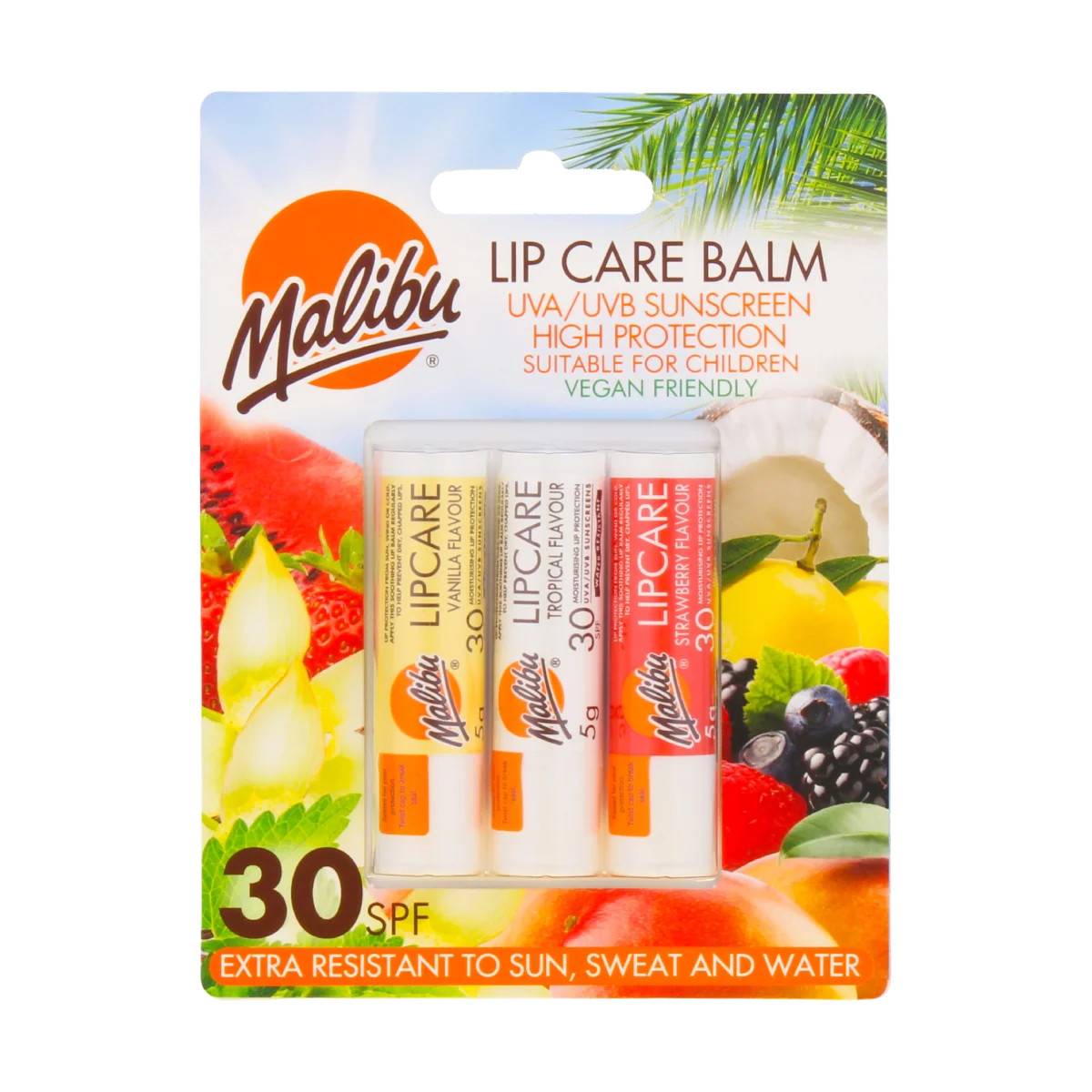 Malibu SPF 30 L/Balm Ast (Vts) 07/27 3pk