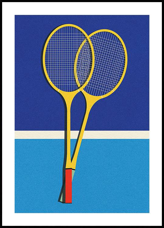 Wooden Badminton Rackets (30x40cm) - Plakater > Vintage Posters, Illustrationsposters, Sport och Träning Posters, BD, LANGFIX