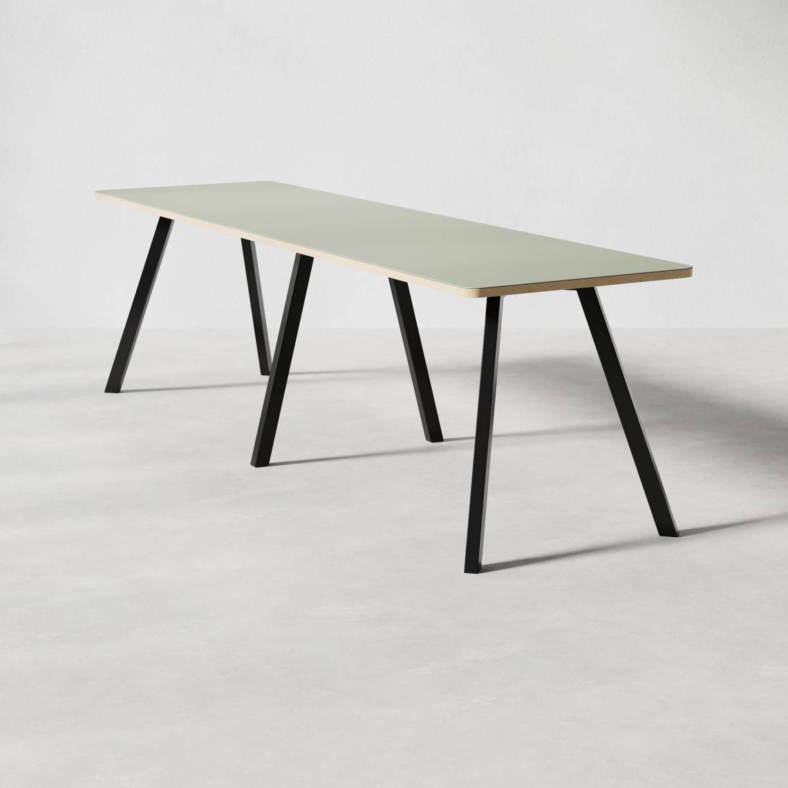 Konferensbord Viggo Plus, Höjd 90 cm, Bredd 90 cm, Längd 320 cm, Bordsskiva Olive, Underrede Svart