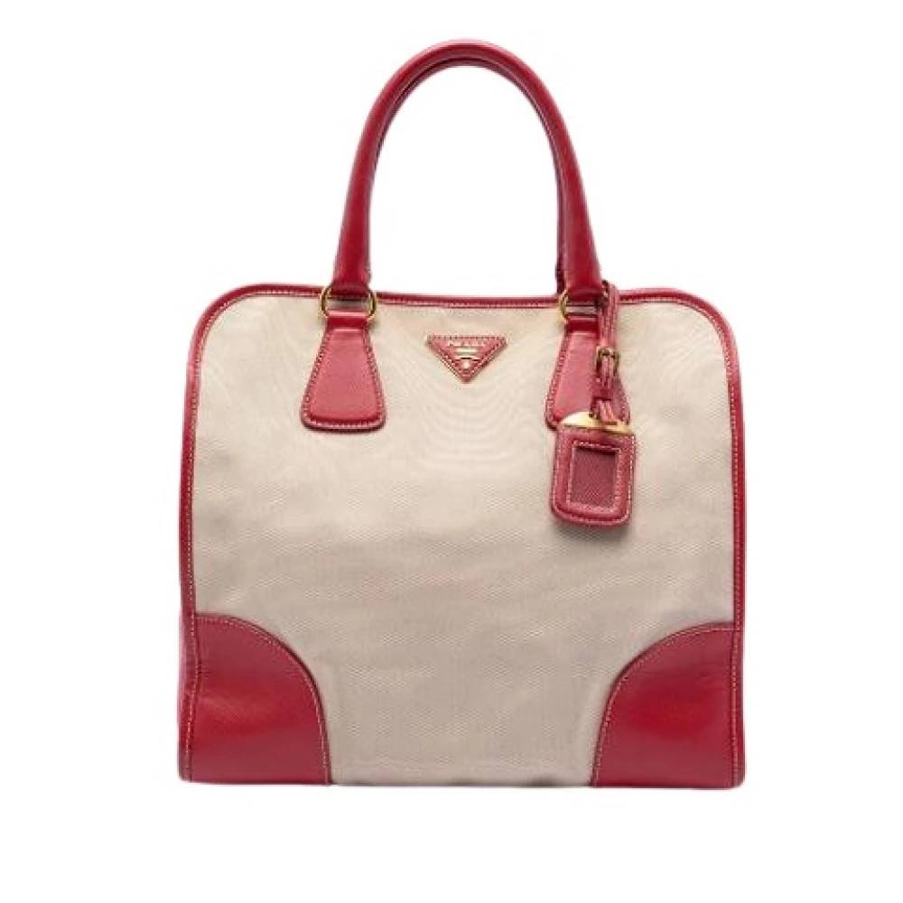 Prada Vintage Pre-owned Canvas prada-tasker - Vintage - Dame - Beige - ONE SIZE -