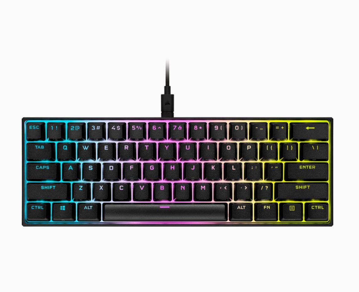 Corsair K65 RGB MINI 60 % mekanisk gaming-tastatur, RGB LED-lys, NA, kablet, sort.