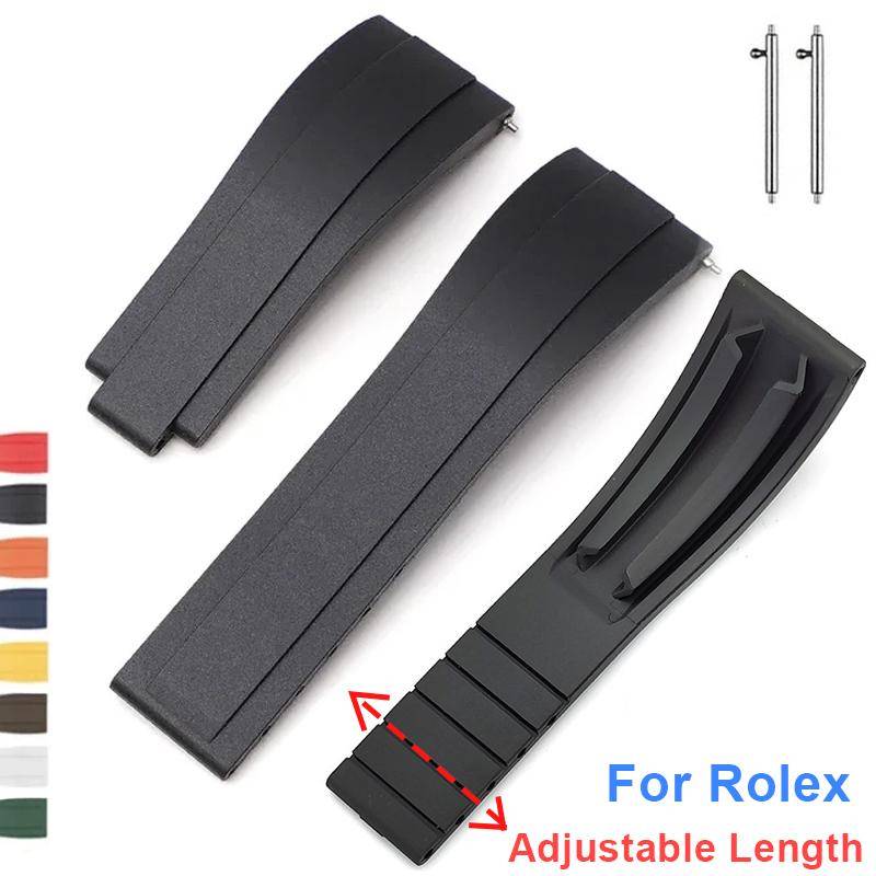Gummiarmband för Rolex Daytona Water Ghost Submariner Oysterflex 9x16mm Armband Vattentätt Silikonarmband 20mm Band beige