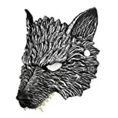 Varulvsmask Maskerad För Män Varg Halloween Djur Varg För Män Vit Mask Halloween Maskerad Ögonmask Dino Rörlig Käke Fursuit Cosplay Ansiktsskydd Urholka Man Tillbehör Pu-skum