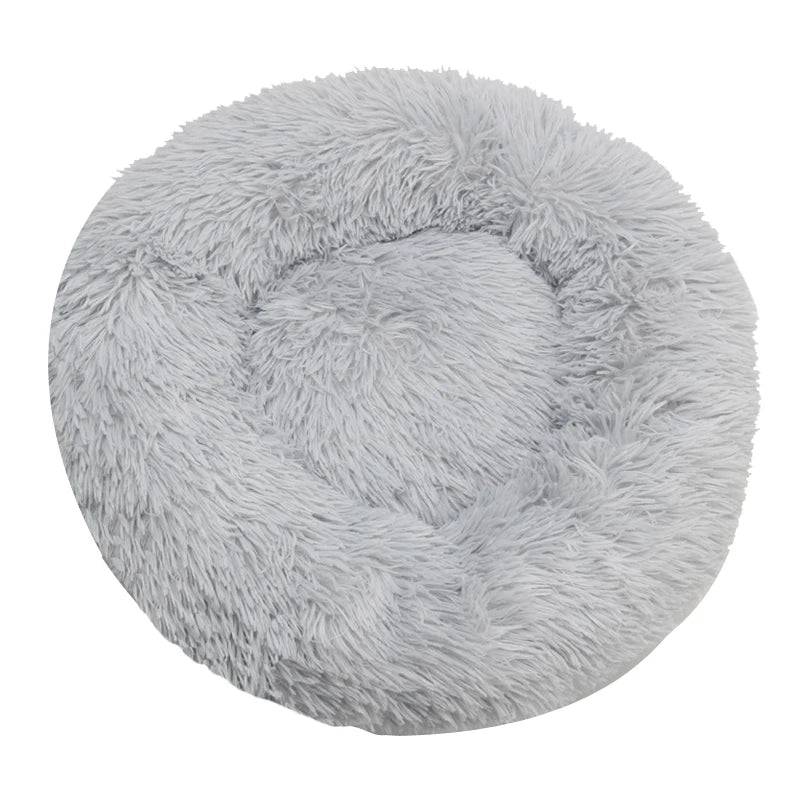 Round Plush Pet Bed — Washable Warm Basket for Dogs & Cats, 6 Sizes - Light gray / 90cm (90cm)
