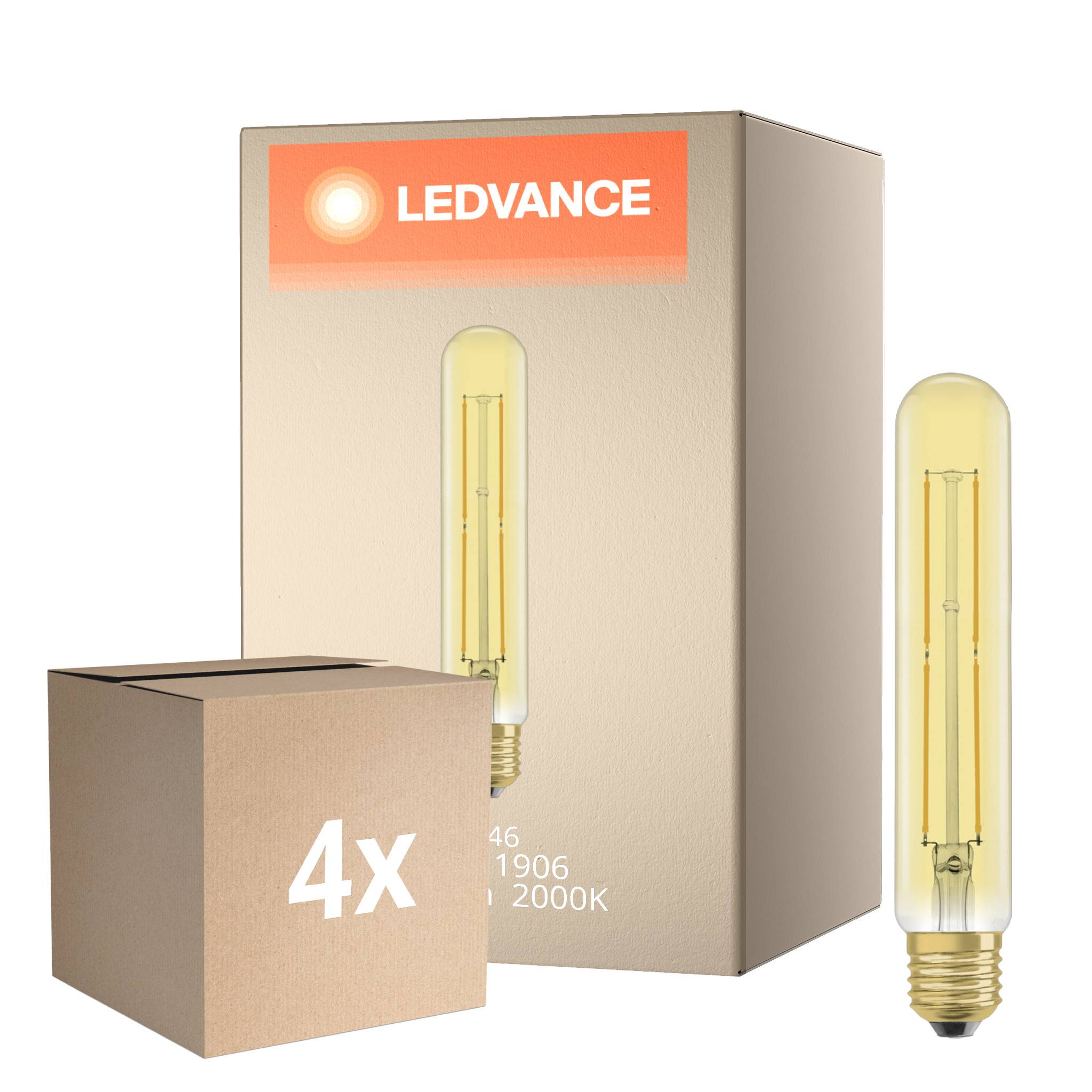 Fordelspakke 4x Ledvance Vintage 1906 LED E27 Lysrør Guld 4W 400lm - 820 Ekstra Varm Hvid | Erstatter 35W