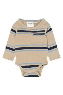 The New Siblings Theodor Langærmet Body - Humus Striped 74