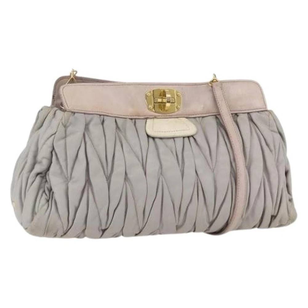 Miu Miu Pre-owned Pre-owned Læder Skuldertaske - Vintage - Dame - Grå - ONE SIZE - Uld