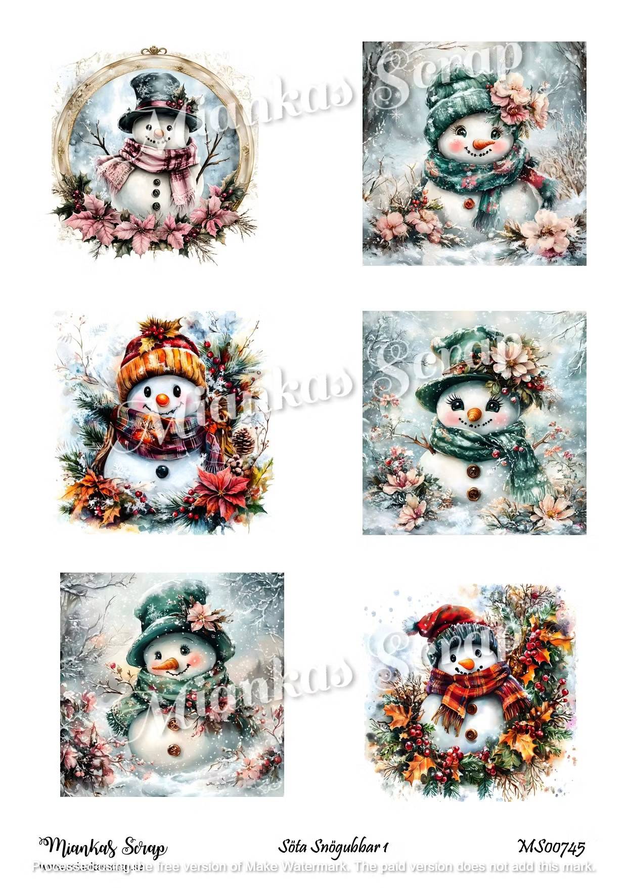 Miankas Scrap klippark - Söta Snögubbar 1