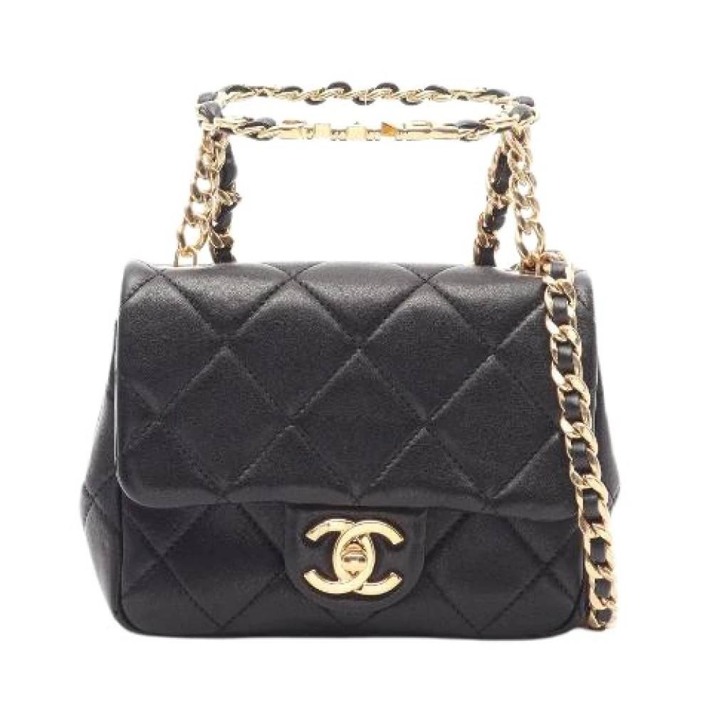 Chanel Vintage Pre-owned Mini Matelasse Top Handle Lambskin 2way Shoulder Bag - Vintage - Dame - Sort - ONE SIZE - Uld