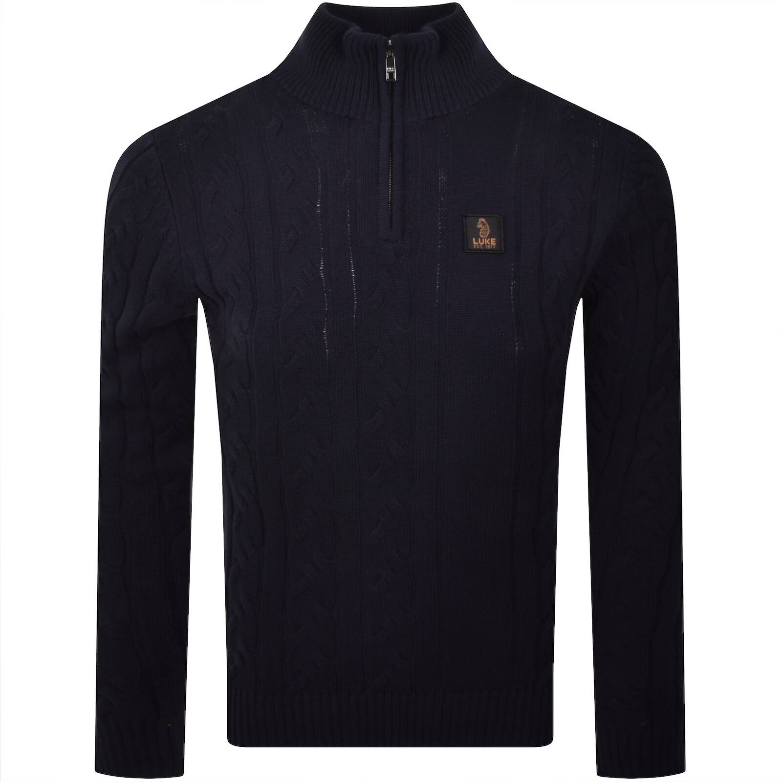 Luke 1977 Merton Funnel Knit Jumper Navy