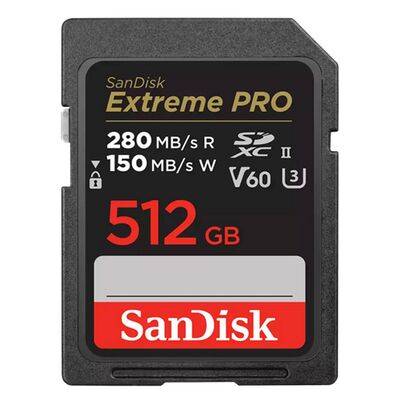 SanDisk SDXC Extreme PRO 150MB/s V60 UHS-II Class10 R280-/W Memory Card  512 GB