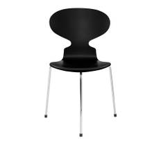 Fritz Hansen - 3100 Myran 3 ben, Färgad Ask, Venetian Red, Underrede Förkromat Stål - Spisebordsstole - Arne Jacobsen - RØD - Metal/Træ