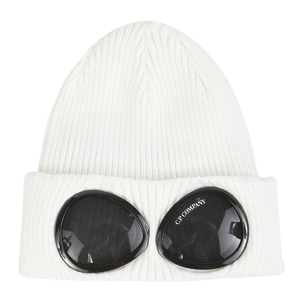 C.P. Company Cotton Goggle Beanie - Accessories - Herre - Hvid - ONE SIZE - Bomuld
