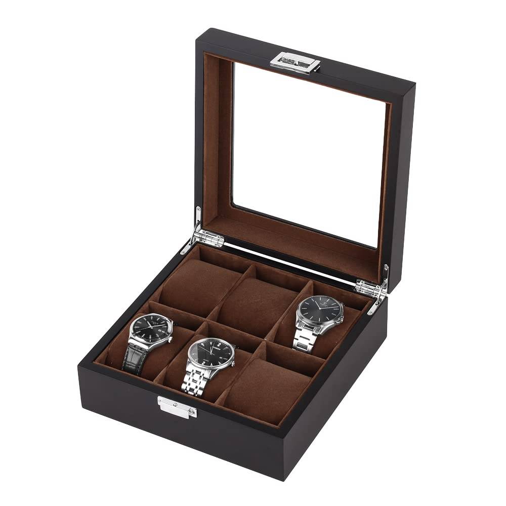 Baskiss Wooden Watch Watch Storage Collection Watch Luxury Watch Display Case, Box, Case, Box, (6 Watches)