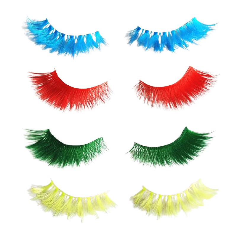 Glitter Colorful False Eyelashes 3D Silk Fiber Gradient Glitter Reusable Waterproof Lashes for Party Cosplay Vegan Cruelty-Free
