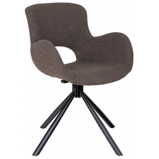 Amor spisebordsstol med armlæn og drejefod i metal og bouclé H83 cm - Sort/Brun
